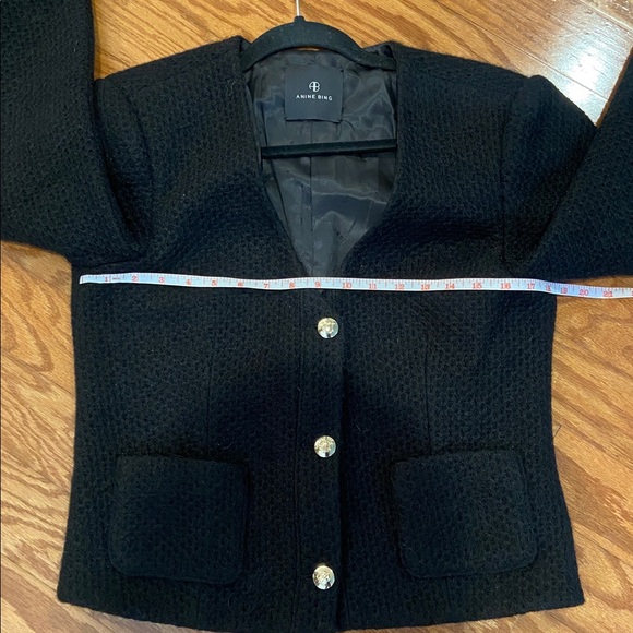 Anine Bing Anitta Woven Jacket Black Gold Button Bouclé Size M - Picture 10 of 13